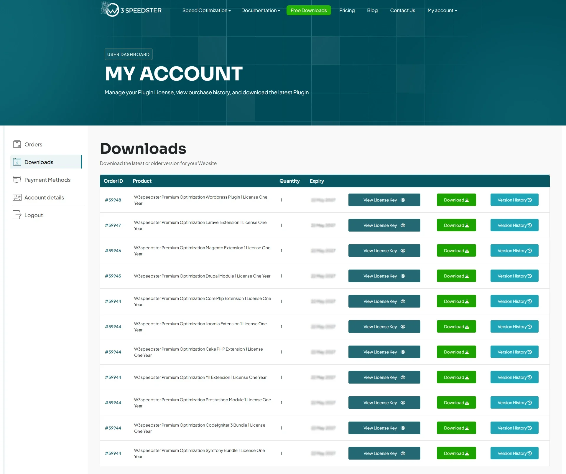 W3speedster Downloads Page