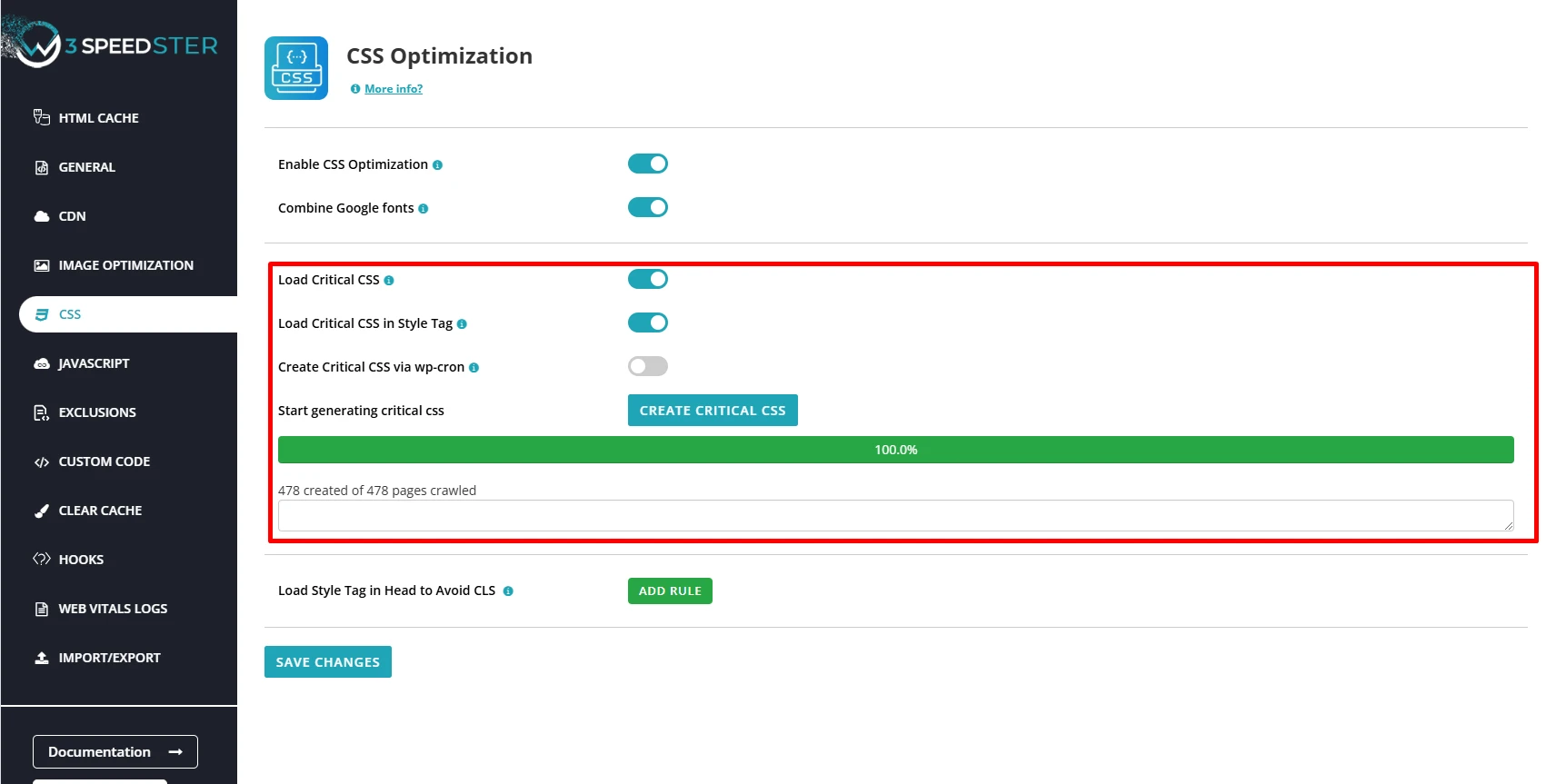 Critical CSS Optimization - W3speedster Plugin