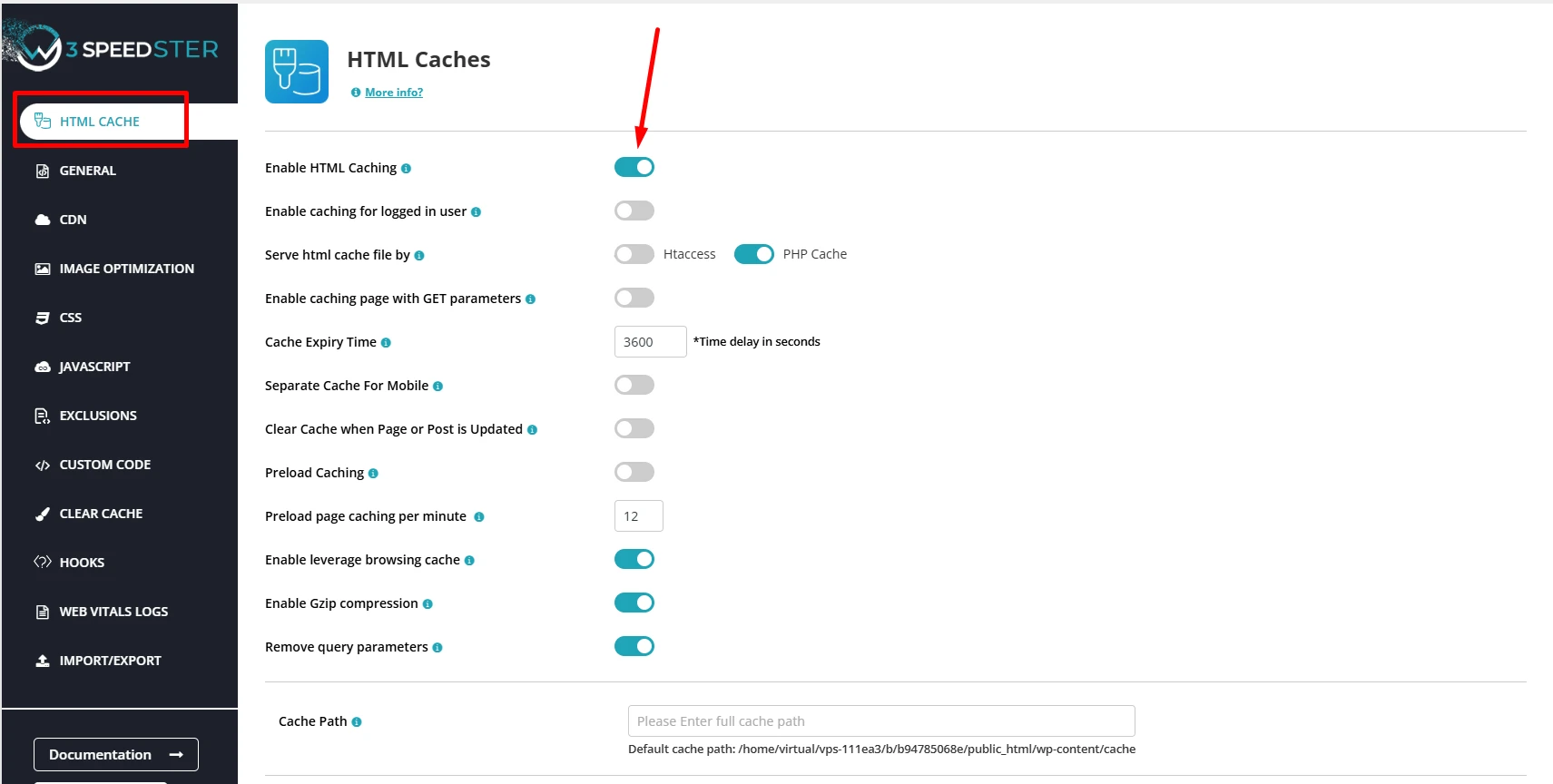 HTML Caching - W3speedster Plugin